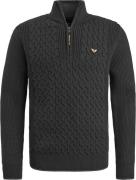 PME Legend Knitted Half Zip Trui Cable Zwart