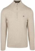 Gant Half Zip Trui Lichtbeige