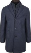 Suitable K150 Coat Wol Blend Ruit Donkerblauw