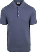 Suitable Heavy Knitted Polo Raw Denim Blauw