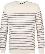 Petrol Trui Palm Streep Ecru