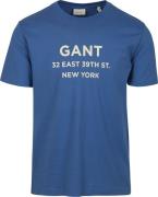 Gant T-shirt Graphic Logo Rich Blauw