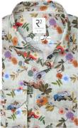 R2 Japanese Knitted Overhemd Extra Lange Mouw Print Groen