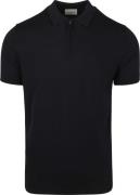 Suitable Knitted Half Zip Polo Navy