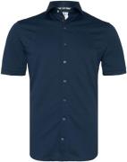 R2 Japanese Knitted Overhemd Korte Mouwen Navy