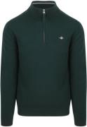Gant Halfzip Wol Trui Logo Groen