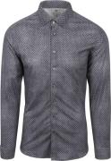 Desoto Overhemd Print Denim Donkerblauw