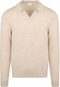 Profuomo Longsleeve Poloshirt Wol Blend Sand