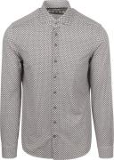 R2 Overhemd Retro Print Bruin Blauw