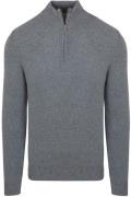 Profuomo Half Zip Pullover Wol Blend Blauw