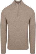 Profuomo Half Zip Pullover Wol Blend Sand