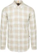 BOSS Rickert Overhemd Ruit Beige