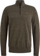 PME Legend Half Zip Structure Mouliné Trui Dusky Groen