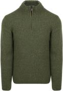 Suitable Half Zip Trui Donnegal Tweed Eco Wool Groen