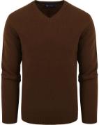 Suitable Pullover Wol V-Hals Bruin