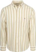 Gant Cotton Linen Overhemd Streep Beige