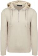 Marc O'Polo Hooded Half Zip Pullover Structured Bi-Colour Ecru