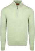 Suitable Merino Half Zip Trui Lichtgroen