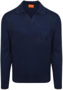 Suitable Longsleeve Knitted Poloshirt Riva Pocket Navy
