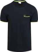 Sun68 Piqué T-Shirt Fluo Stripe Navy