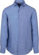 State Of Art Overhemd Linnen Mid Blauw