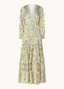 Sandro Maxi jurk met paisley dessin en strikceintuur