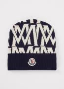 Moncler Ribgebreide muts met logoprint