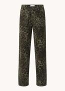 Sofie Schnoor Tokyo high waist straight leg jeans met panterprint