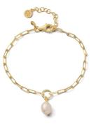 Casa Jewelry Paperclip Pearl armband verguld