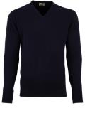 William Lockie pullover donkerblauw v-hals lamswol