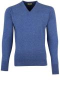 Pullover William Lockie blauw kasjmier v-hals