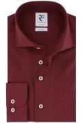 R2 business overhemd bordeaux effen wol slim fit