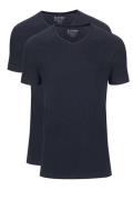 Slater t-shirt effen katoen donkerblauw