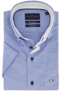 Portofino casual overhemd korte mouw blauw 100% katoen