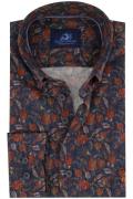 Eden Valley casual overhemd mouwlengte 7 donkerblauw geprint katoen wi...