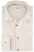 Eton business overhemd Classic Fit beige effen katoen wijde fit