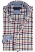 Giordano casual overhemd blauw geruit katoen wijde fit