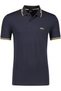 Hugo Boss polo gestreepte kraag donkerblauw effen katoen slim fit