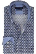 Giordano casual overhemd wijde fit blauw geprint katoen