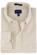 Gant casual overhemd normale fit beige gestreept linnen