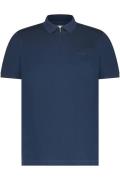 State of Art polo wijde fit donkerblauw effen katoen rits