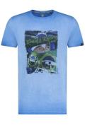 A Fish Named Fred t-shirt blauw racing print 100% katoen