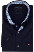 Portofino casual overhemd korte mouw wijde fit navy button down boord ...