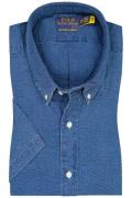 Polo Ralph Lauren casual overhemd korte mouw blauw effen katoen button...