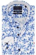 Portofino casual overhemd normale fit blauwe print katoen