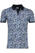 State of Art polo wijde fit blauw navy geprint katoen