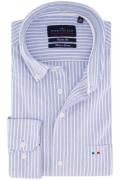 Portofino casual overhemd Regular Fit wijde fit lichtblauw wit gestree...