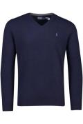 Polo Ralph Lauren trui donkerblauw effen wol met logo v-hals