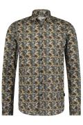 Donkerblauw State of Art casual overhemd normale fit geprint