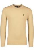 Lyle & Scott trui ronde hals beige effen katoen merinowol